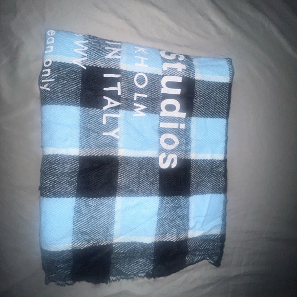 Unisex Acne Studios Stockholm Checked Wool Logo Scarf Made in Italy - Picture 3 of 10